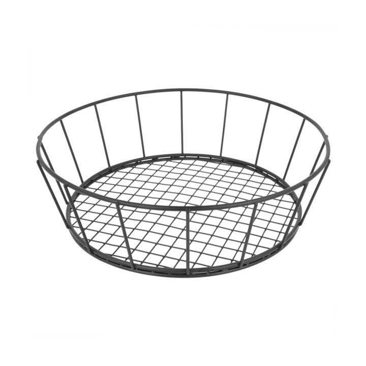 Basket Containers Steel Round Shape Black Ø24,1x7cm (1 Unit) 