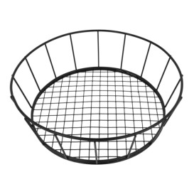 Basket Containers Steel Round Shape Black Ø24,1x7cm (12 Units)