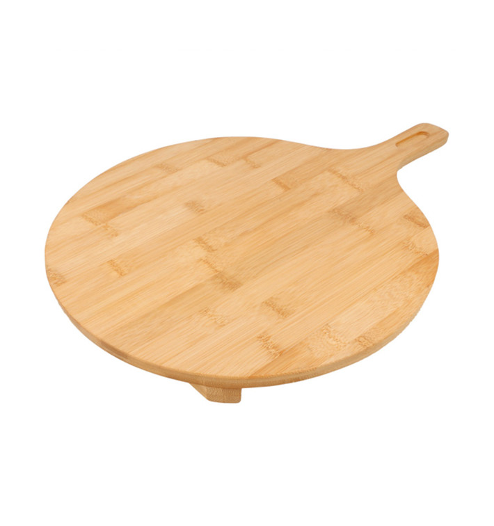 Bamboo Serving Platter with Handle Round shape Ø29x2,5cm (10 Units)