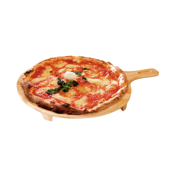 Bamboo Serving Platter with Handle Round shape Ø35x2,5cm (10 Units)