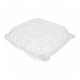 Plastic Hinged Deli Container OPS 3 Compartments "Clear Seal" 4070ml (100 Units)