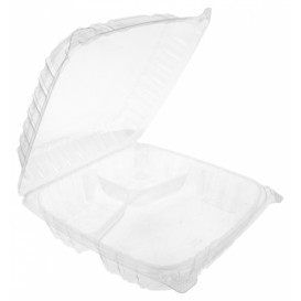 Plastic Hinged Deli Container OPS 3 Compartments "Clear Seal" 4070ml (200 Units)