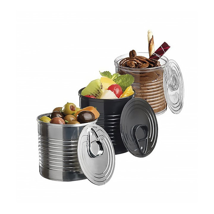 Tasting Plastic Tin Can PS Clear 60ml Ø5,1x4,8cm (25 Units) 