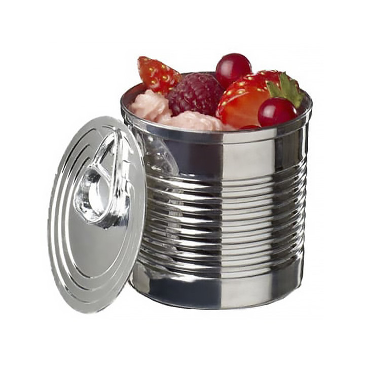 Tasting Plastic Tin Can PS Silver 220ml Ø7,4x7,3cm (100 Units)