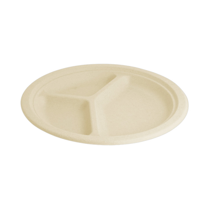 Sugarcane Plate 3C Natural Ø26 cm (50 Units) 