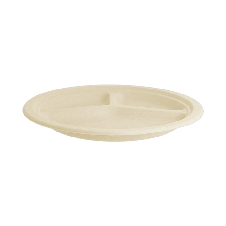Sugarcane Plate 3C Natural Ø26 cm (50 Units) 