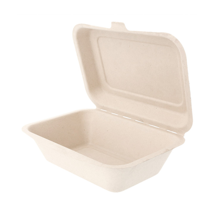 Sugarcane Hinged Container "Menu Box" 13,6x18,2x6,4cm (1000 Units)