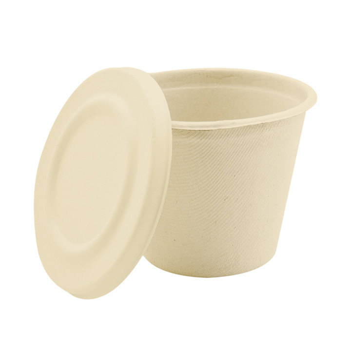 Sucarcane Lid Container 425ml Natural Ø9,5cm (50 Units)