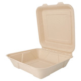 Sugarcane Hinged Container "Menu Box" 22,5x22,5x7,5cm (50 Units) 