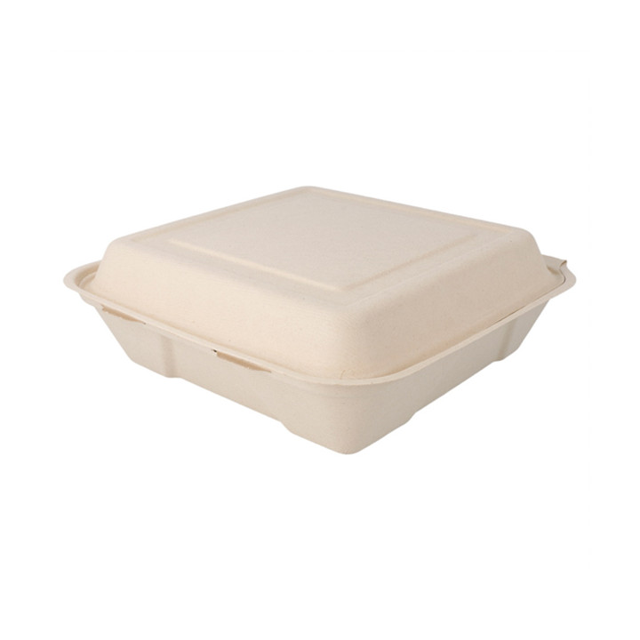 Sugarcane Hinged Container "Menu Box" 22,5x22,5x7,5cm (200 Units)