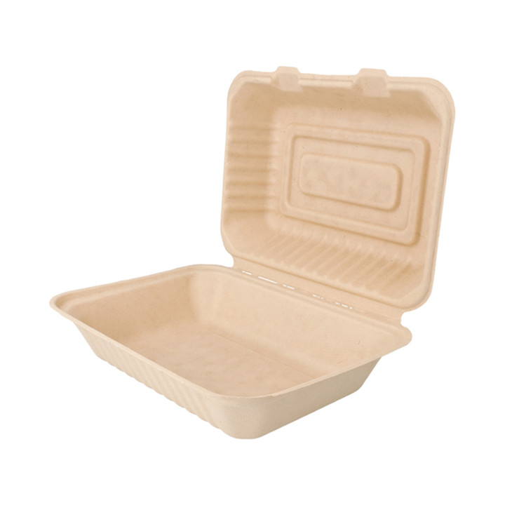Sugarcane Hinged Container "Menu Box" Natural 22,5x16,5x6,4cm (50 Units) 