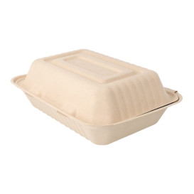 Sugarcane Hinged Container "Menu Box" Natural 22,5x16,5x6,4cm (200 Units)