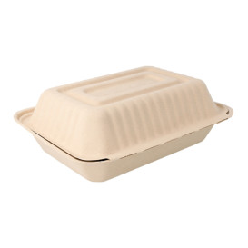 Sugarcane Hinged Container "Menu Box" Natural 22,5x16,5x6,4cm (200 Units)