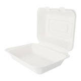 Sugarcane Hinged Container "Menu Box" White 22,5x16,5x6,4cm (50 Units) 