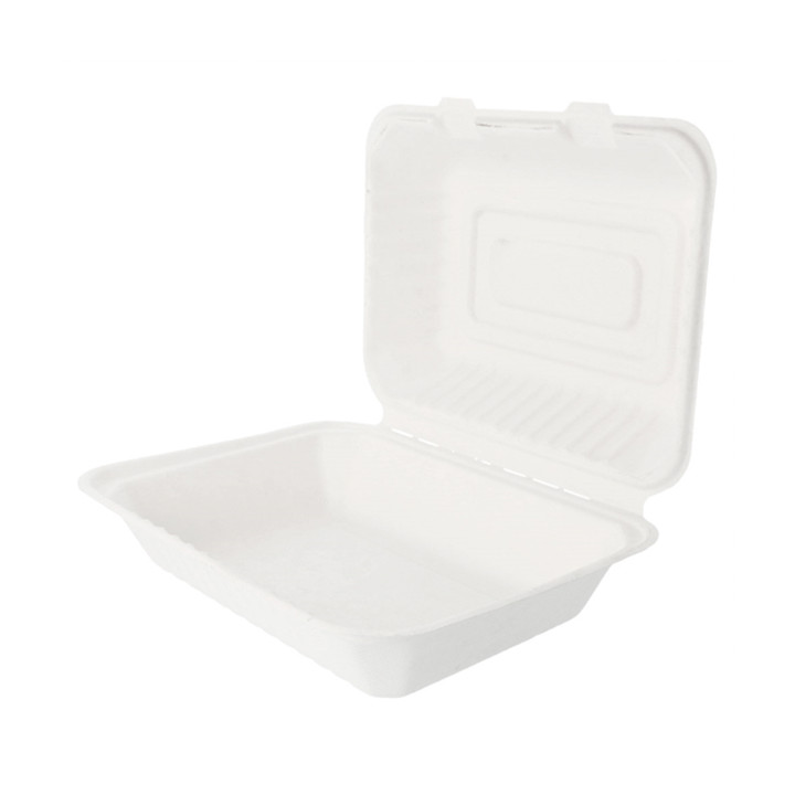 Sugarcane Hinged Container "Menu Box" White 22,5x16,5x6,4cm (50 Units) 