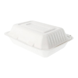 Sugarcane Hinged Container "Menu Box" White 22,5x16,5x6,4cm (200 Units)