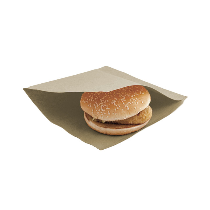 Paper Food Bag Grease-Proof Opened L Shape 18x18,2cm Natural (100 Units)