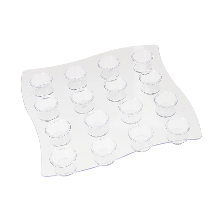 Plastic Serving Cup Carrier 16 Vial Slots PS Clear 15,5x15,5x1,6cm (96 Units)