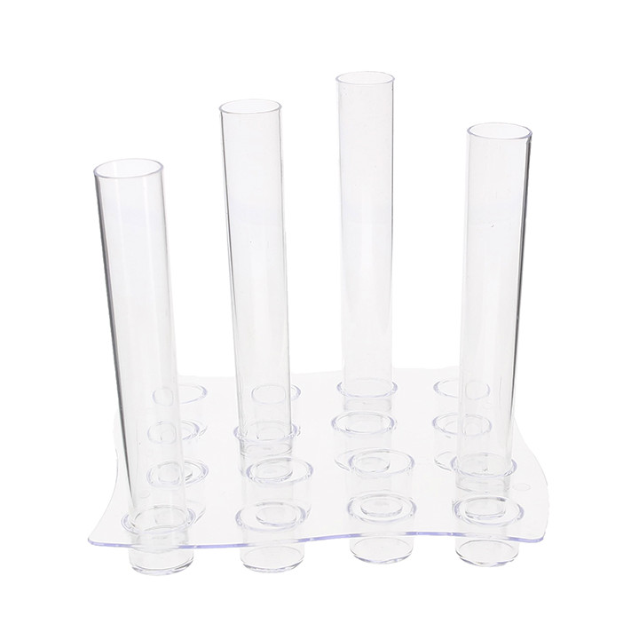 Plastic Serving Cup Carrier 16 Vial Slots PS Clear 15,5x15,5x1,6cm (96 Units)
