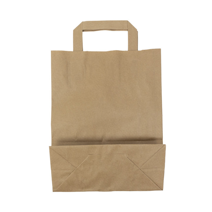 Flat Handle Kraft Paper Bags 80g/m² 22+10x28cm (50 Units)