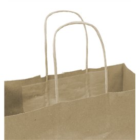 Flat Handle Kraft Paper Bags 80g/m² 22+10x28cm (50 Units)