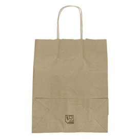 Flat Handle Kraft Paper Bags 80g/m² 22+10x28cm (50 Units)