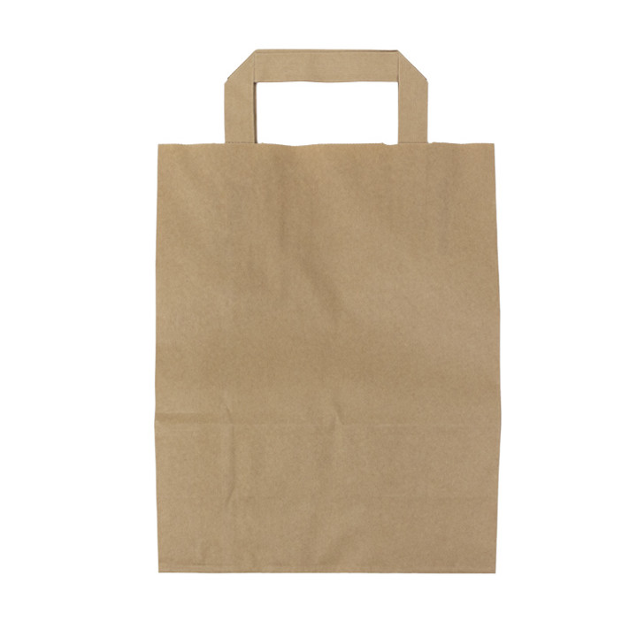 Flat Handle Kraft Paper Bags 80g/m² 22+10x28cm (50 Units)