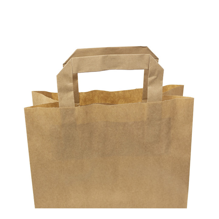 Flat Handle Kraft Paper Bags 80g/m² 22+10x28cm (50 Units)