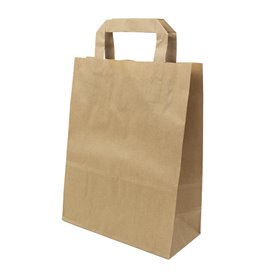 Flat Handle Kraft Paper Bags 80g/m² 22+10x28cm (250 Units)