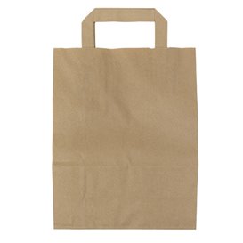 Flat Handle Kraft Paper Bags 80g/m² 22+10x28cm (250 Units)