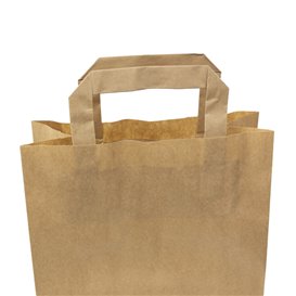 Flat Handle Kraft Paper Bags 80g/m² 22+10x28cm (250 Units)