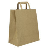 Flat Handle Kraft Paper Bags 80g/m² 26+14x29cm (50 Units)