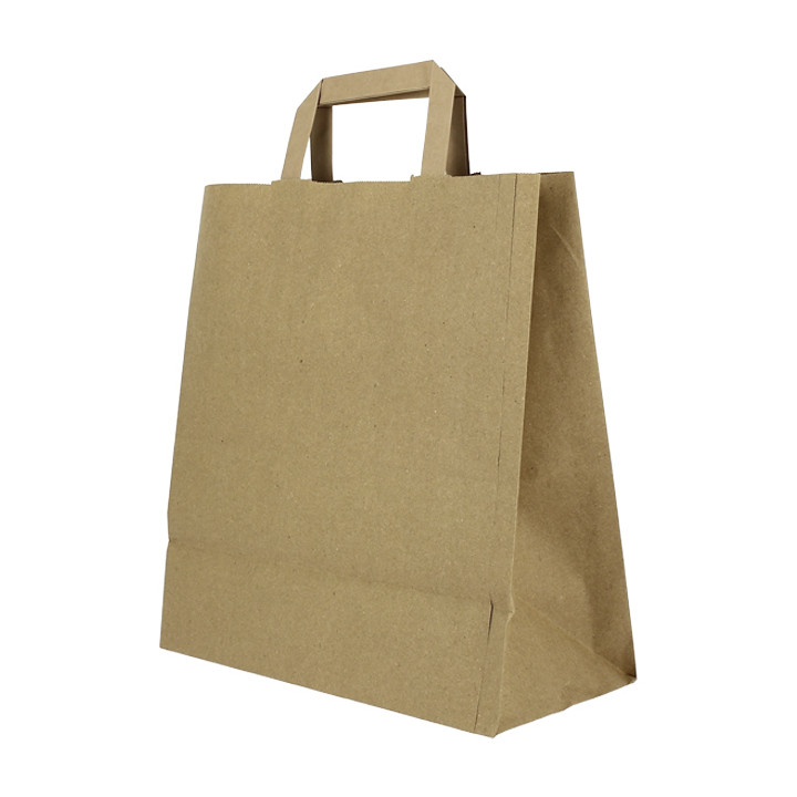 Flat Handle Kraft Paper Bags 80g/m² 26+14x29cm (50 Units)