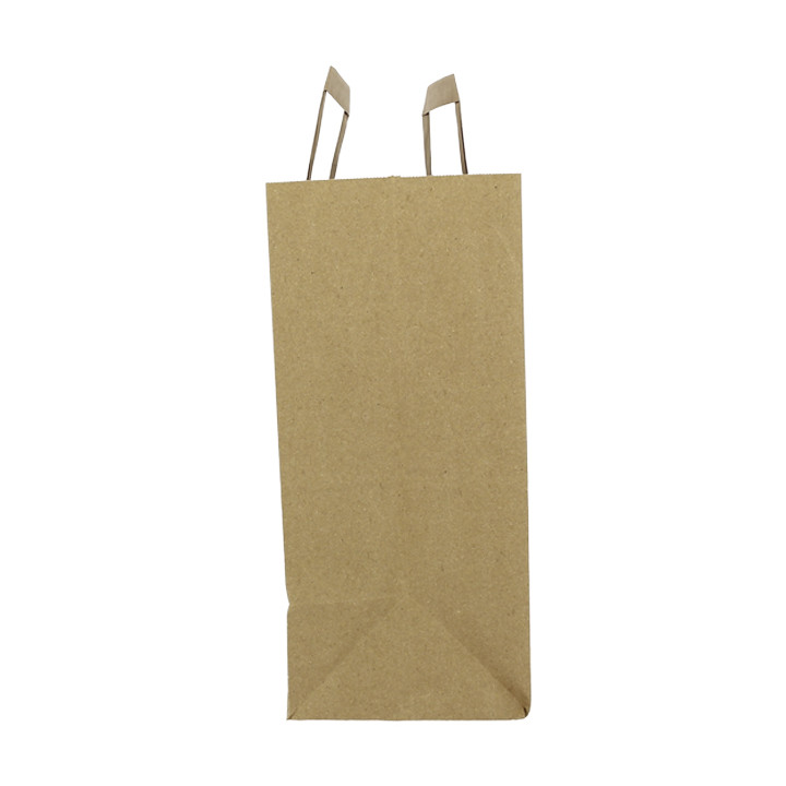Flat Handle Kraft Paper Bags 80g/m² 26+14x29cm (50 Units)