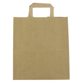 Flat Handle Kraft Paper Bags 80g/m² 26+14x29cm (50 Units)