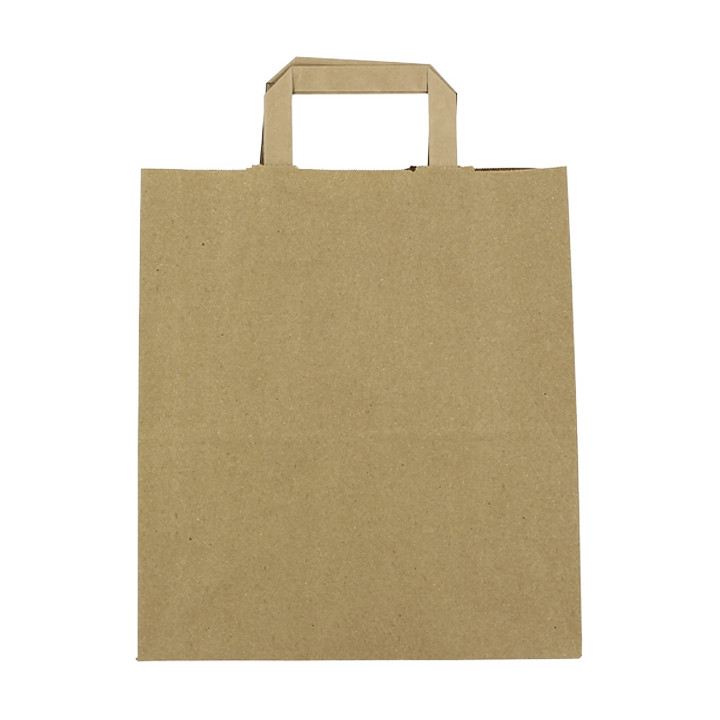 Flat Handle Kraft Paper Bags 80g/m² 26+14x29cm (50 Units)