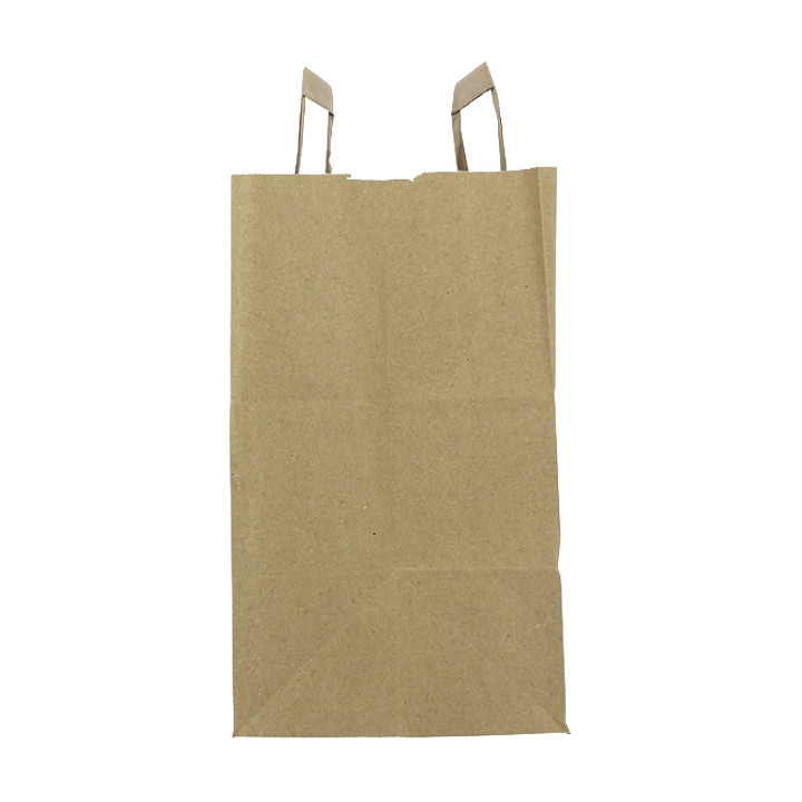 Flat Handle Kraft Paper Bags 80g/m² 28+17x29cm (250 Units)