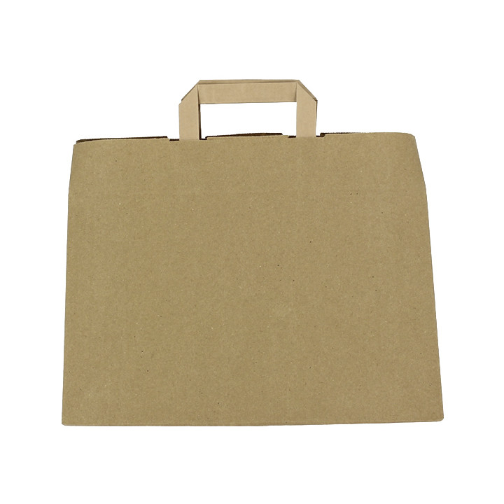 Flat Handle Kraft Paper Bags 80g/m² 32+21x26cm (50 Units)