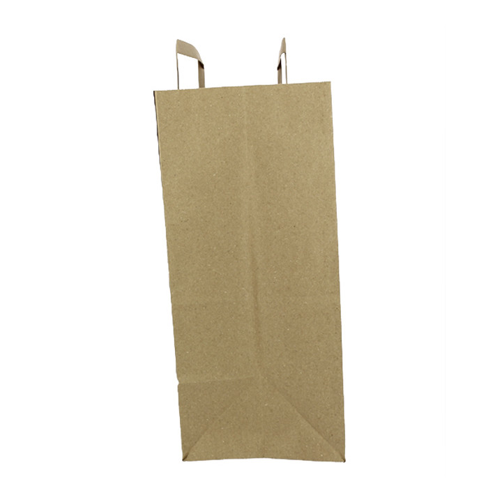 Flat Handle Kraft Paper Bags 80g/m² 32+16x35cm (50 Units)