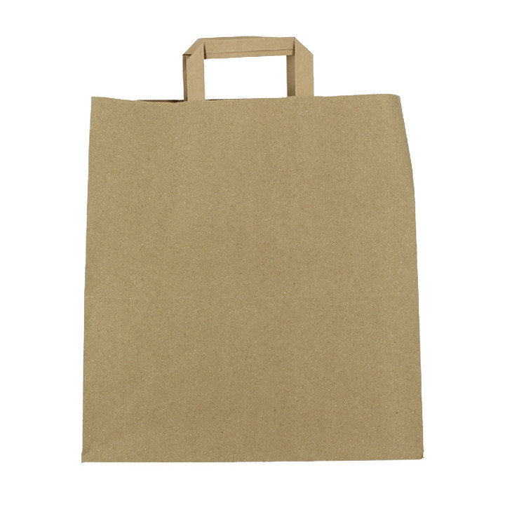 Flat Handle Kraft Paper Bags 80g/m² 32+16x35cm (50 Units)
