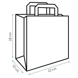 Flat Handle Kraft Paper Bags 80g/m² 22+10x28cm (250 Units)