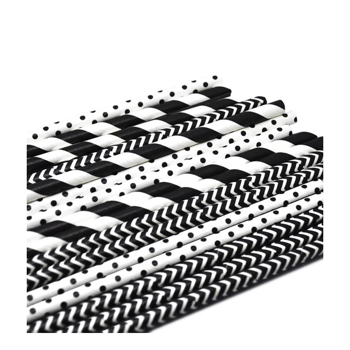 Paper Straw Straight Black Pack Ø0,6cm (200 Units)  20cm (200 Units)  