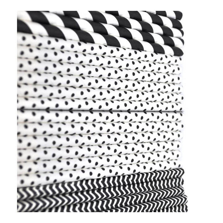 Paper Straw Straight Black Pack Ø0,6cm (200 Units)  20cm (200 Units)  