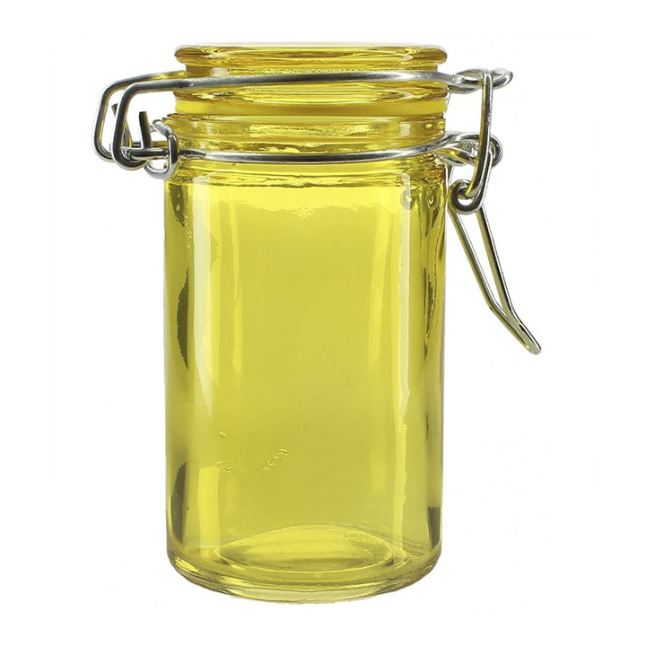Glass Storage Jar Airtight Yellow 70ml Ø4,5x8cm (32 Units)