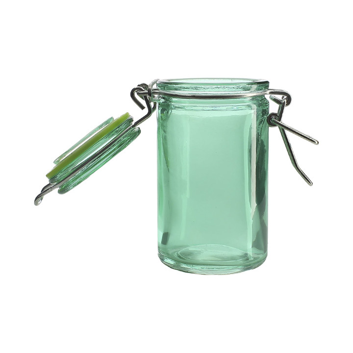 Glass Storage Jar Airtight Green 70ml Ø4,5x8cm (32 Units)
