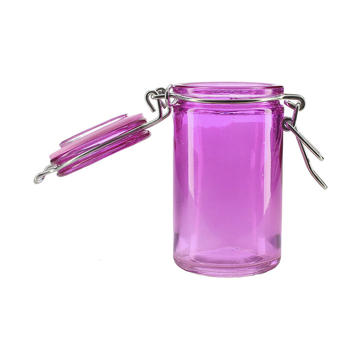 Glass Storage Jar Airtight Lilac 70ml Ø4,5x8cm (32 Units)
