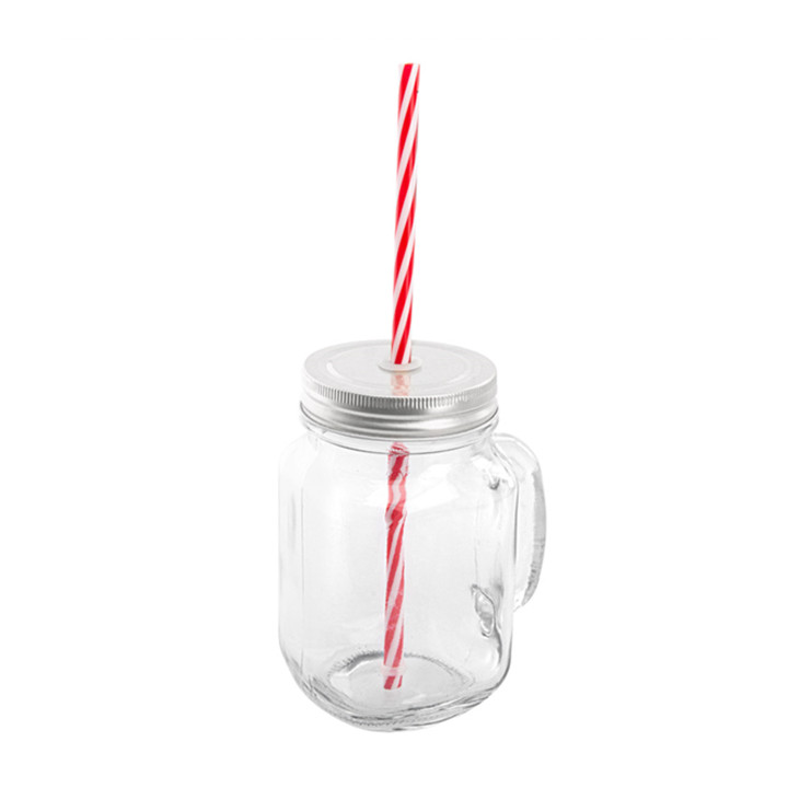Crystal Jar with Lid and Straw 450ml (24 Units)