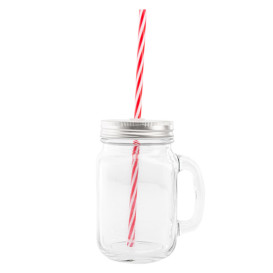 Crystal Jar with Lid and Straw 450ml (24 Units)