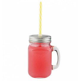 Crystal Jar with Lid and Straw 450ml (24 Units)