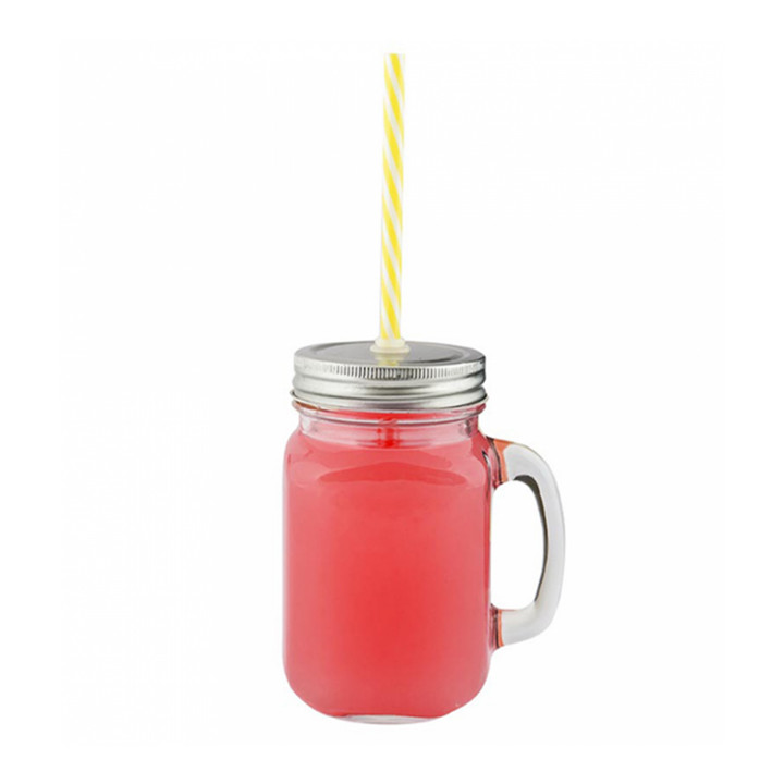 Crystal Jar with Lid and Straw 450ml (24 Units)